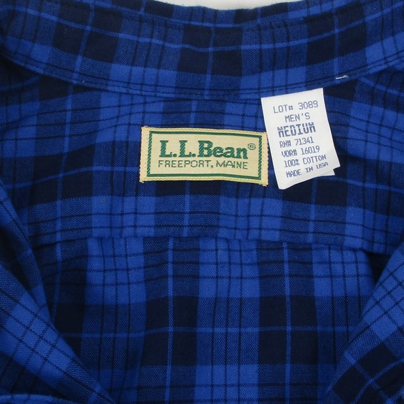 SOLD - L.L. Bean Blue Plaid L/S Button Front Shirt - Picture 3 of 3